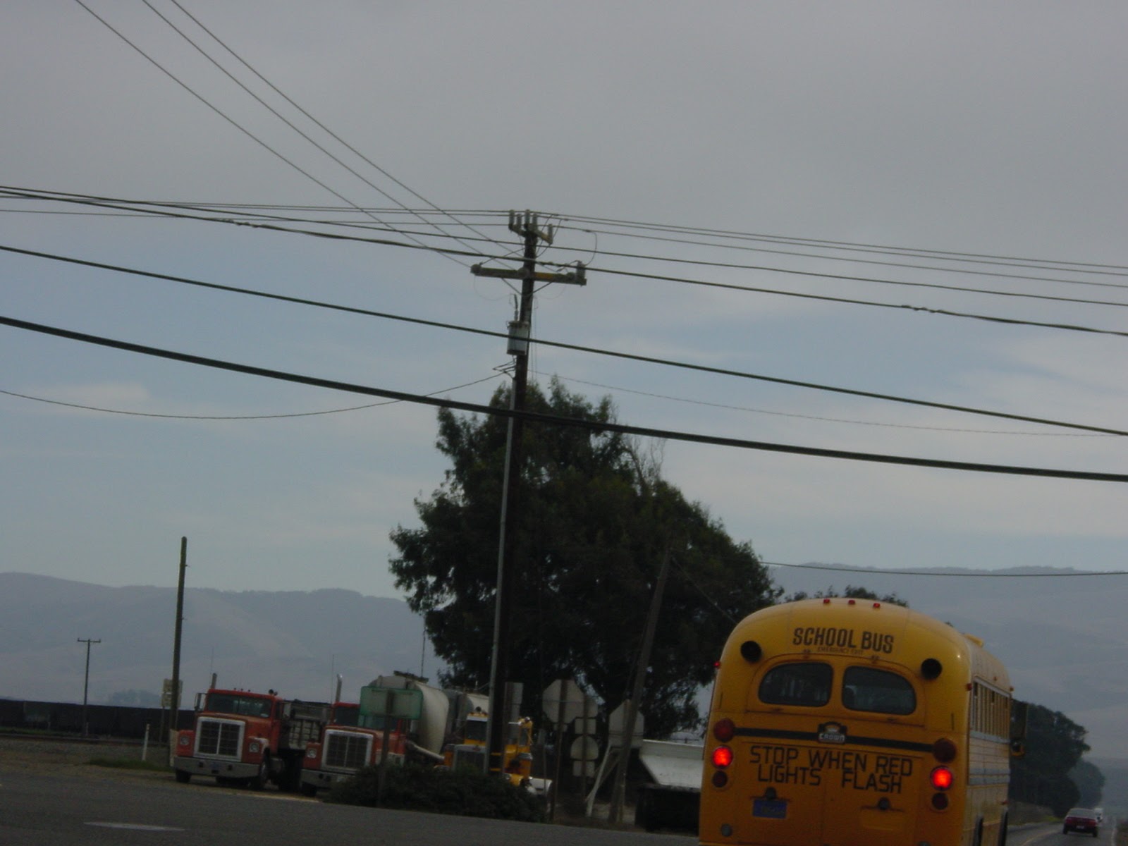 California School Bus. North of Santa Barbara, CA